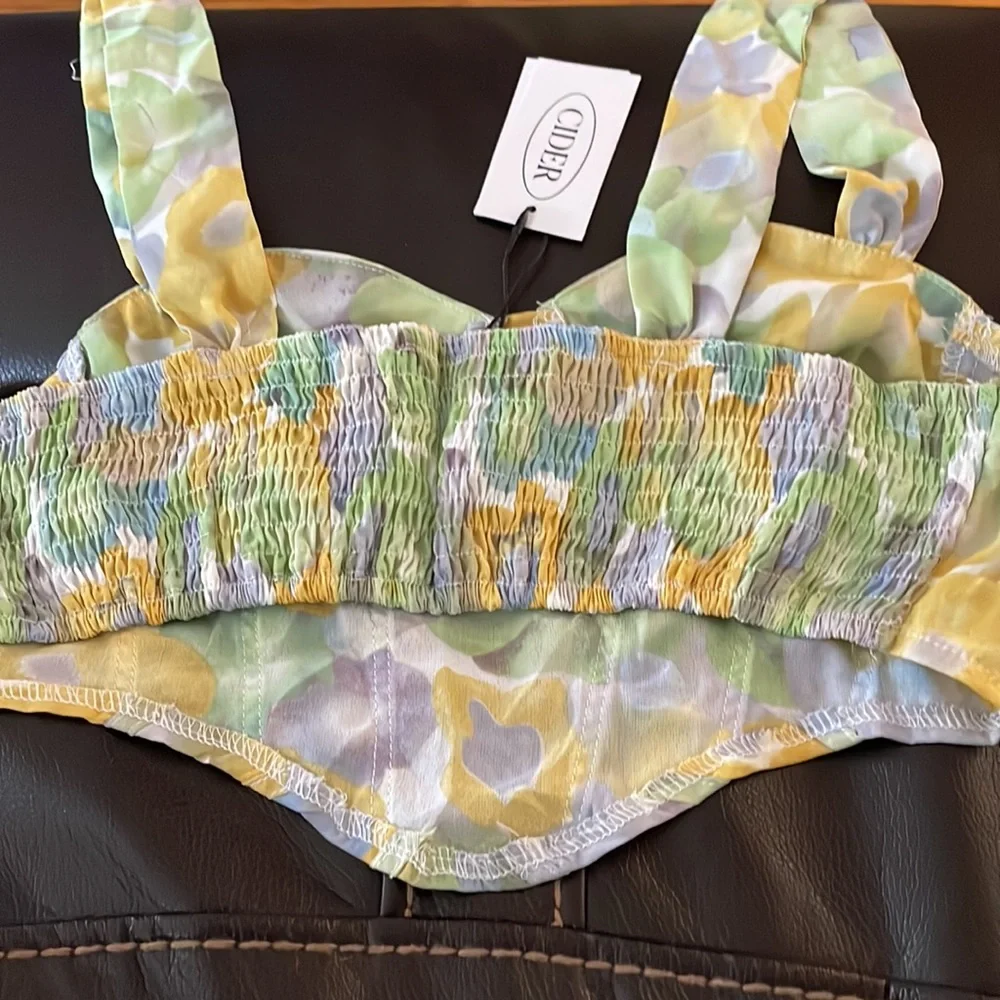 🌸Cider Floral Corset Tank Crop Top. Large. - Picture 6 of 6